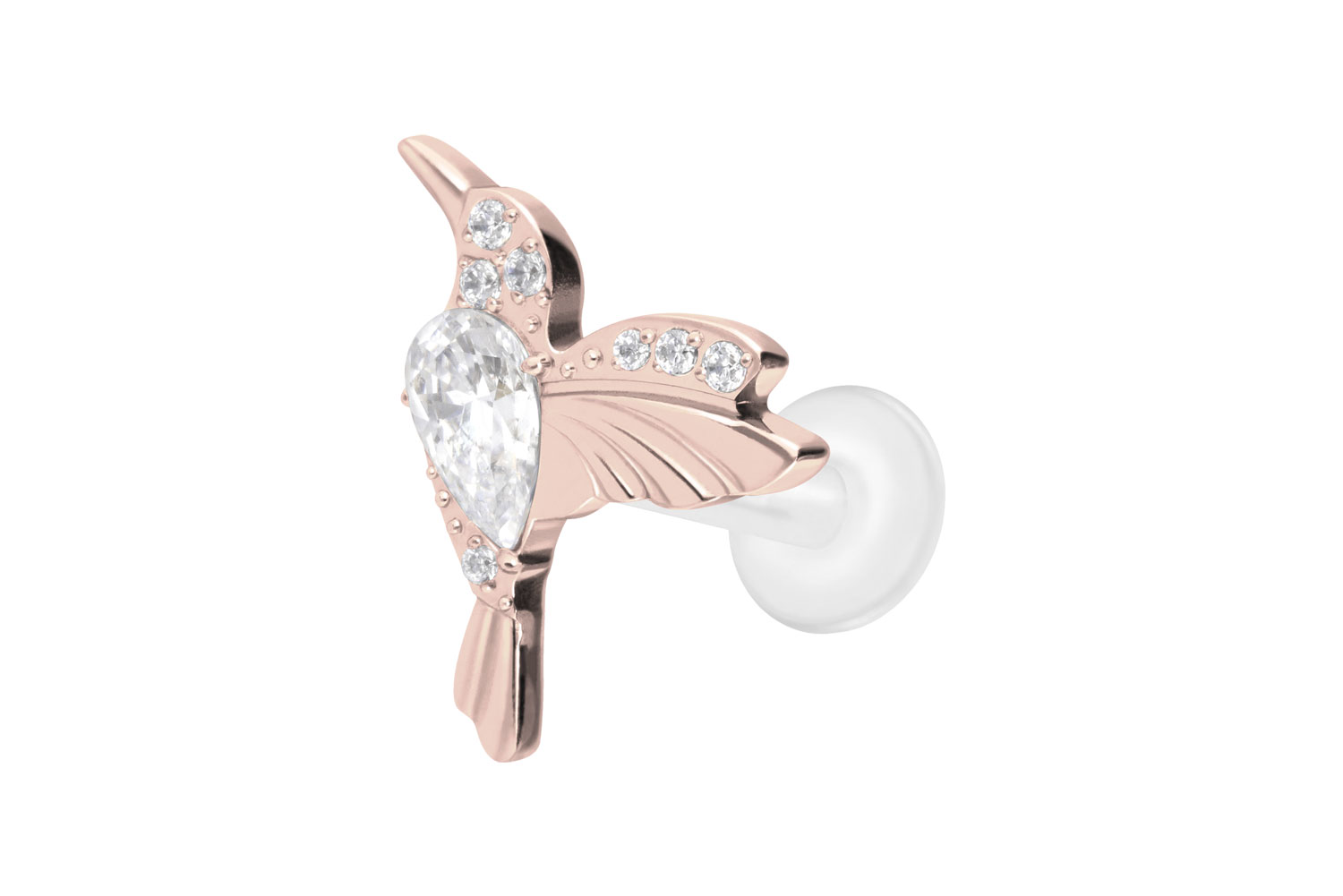 PTFE Labret Piercing mit Innengewinde + Titan-Aufsatz KOLIBRI